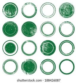 Grunge stamp mockups set of distressed overlay circle mark texture for your design. EPS10 vector.