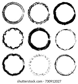 Grunge stamp mockups set of distressed overlay circle mark texture for your design. EPS10 vector.