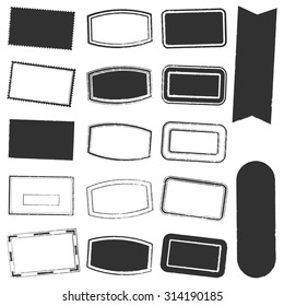 Grunge stamp mockups set of light grunge borders overlay rectangle stamp texture for your design. EPS10 vector.