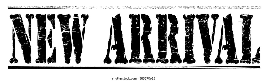 grunge stamp "new arrival" on white, vector illustration