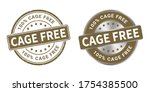 grunge stamp and silver label of cage free vector illustration