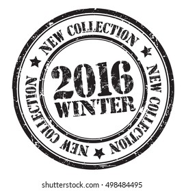 grunge stamp with text 'new collection, winter 2016' , vector illustration