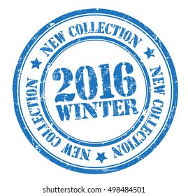 grunge stamp with text 'new collection, winter 2016' , vector illustration