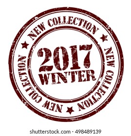 grunge stamp with text 'new collection, winter 2017' , vector illustration