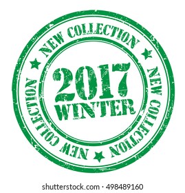 grunge stamp with text 'new collection, winter 2017' , vector illustration