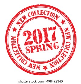 grunge stamp with text 'new collection, spring 2017' , vector illustration