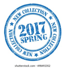 grunge stamp with text 'new collection, spring 2017' , vector illustration