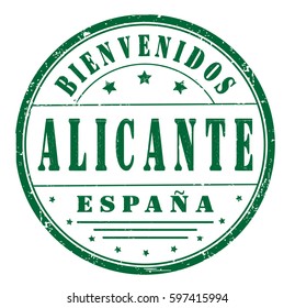 grunge stamp "welcome to Alicante, Spain" , Spanish. Vector illustration