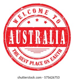 grunge stamp "welcome to Australia, the best place on Earth "