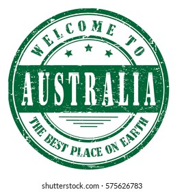 grunge stamp "welcome to Australia, the best place on Earth "