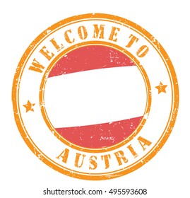 grunge stamp "welcome to Austria", vector illustration