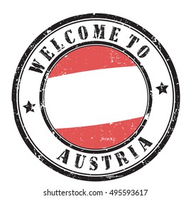 grunge stamp "welcome to Austria", vector illustration