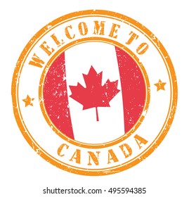 grunge stamp "welcome to Canada", vector illustration