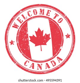 Grunge Stamp Welcome Canada Vector Illustration Stock Vector (Royalty ...