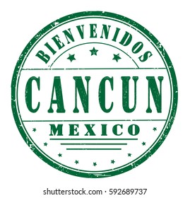 grunge stamp "welcome to Cancun, Mexico", Spanish, vector illustration