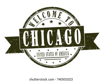 grunge stamp "welcome to Chicago, United States of America", vector illustration