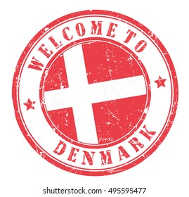 grunge stamp "welcome to Denmark", vector illustration