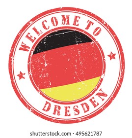 grunge stamp "welcome to Dresden", vector illustration