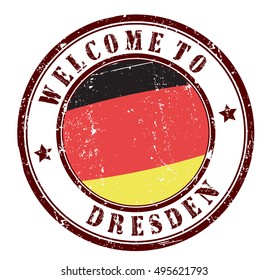 grunge stamp "welcome to Dresden", vector illustration