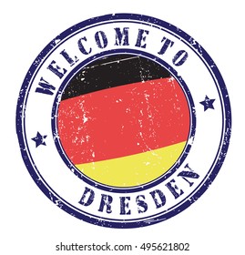 grunge stamp "welcome to Dresden", vector illustration