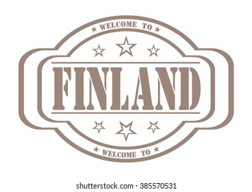 grunge stamp "welcome to finland" on white, vector illustration