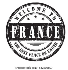 grunge stamp "welcome to France, the best place on Earth", vector illustration