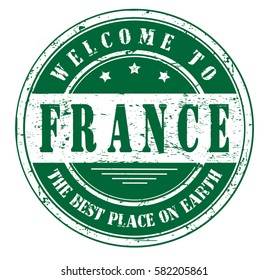 grunge stamp "welcome to France, the best place on Earth", vector illustration