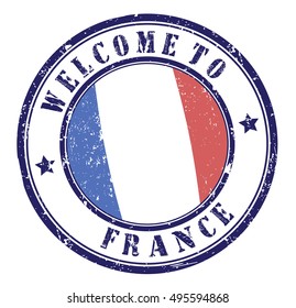 grunge stamp "welcome to France", vector illustration