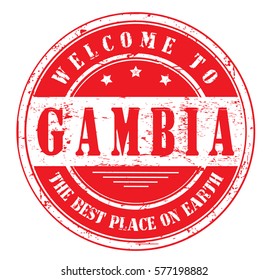 grunge stamp "welcome to Gambia, the best place on Earth", vector illustration