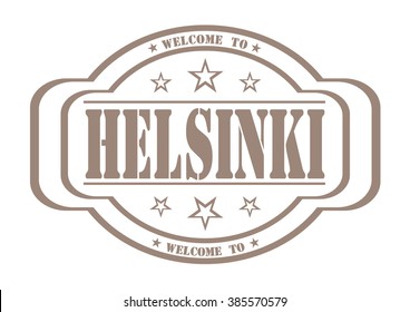 grunge stamp "welcome to helsinki" on white, vector illustration