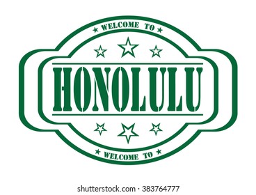 grunge stamp "welcome to Honolulu" on white, vector illustration