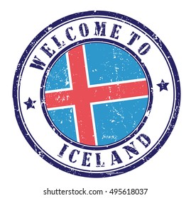 grunge stamp "welcome to Iceland", vector illustration