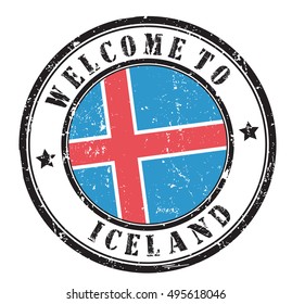 grunge stamp "welcome to Iceland", vector illustration