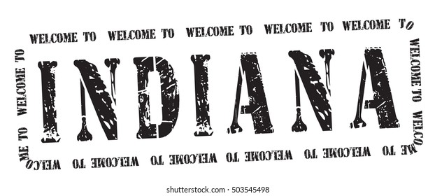 grunge stamp "welcome to Indiana", vector illustration