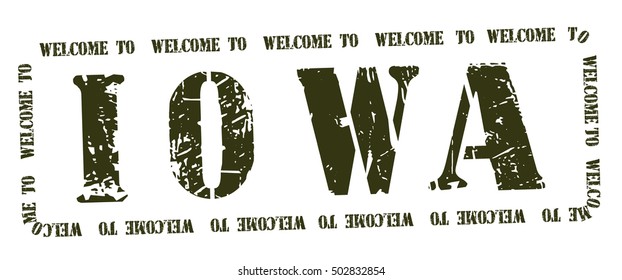 grunge stamp "welcome to Iowa", vector illustration