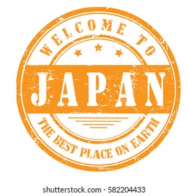 grunge stamp "welcome to Japan, the best place on Earth", vector illustration