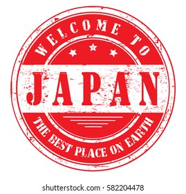 grunge stamp "welcome to Japan, the best place on Earth", vector illustration