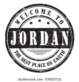 grunge stamp "welcome to Jordan, the best place on Earth", vector illustration