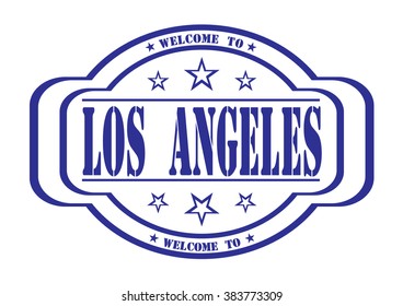 grunge stamp "welcome to Los Angeles" on white, vector illustration