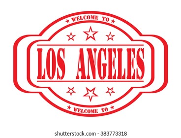 grunge stamp "welcome to Los Angeles" on white, vector illustration