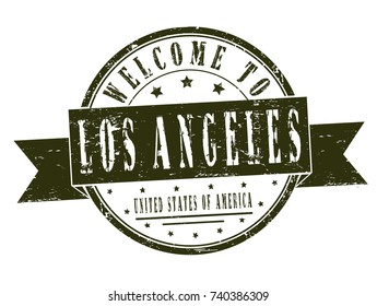 grunge stamp "welcome to Los Angeles, United States of America", vector illustration