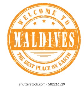 grunge stamp "welcome to Maldives, the best place on Earth", vector illustration