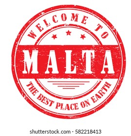 grunge stamp "welcome to Malta, the best place on Earth", vector illustration