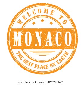 grunge stamp "welcome to Monaco, the best place on Earth", vector illustration