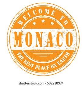 grunge stamp "welcome to Monaco, the best place on Earth", vector illustration