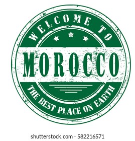 grunge stamp "welcome to Morocco, the best place on Earth", vector illustration