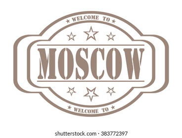 grunge stamp "welcome to Moscow" on white, vector illustration