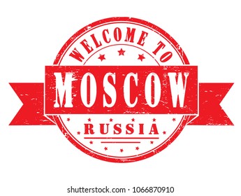 grunge stamp "Welcome to Moscow, Russia", vector illustration