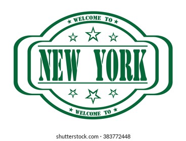 grunge stamp "welcome to New York" on white, vector illustration