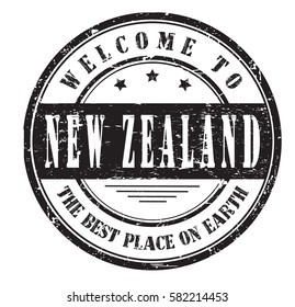 grunge stamp "welcome to New Zealand, the best place on Earth", vector illustration